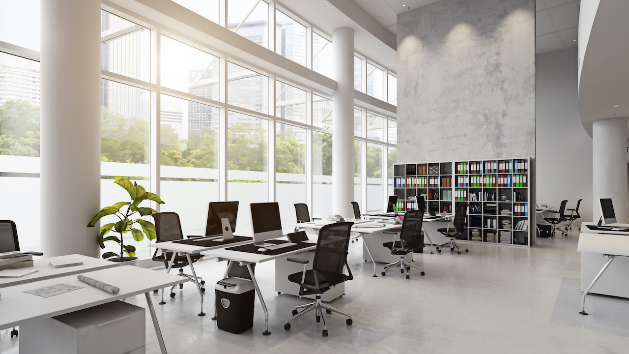 modern office building interior. 3d rendering concept