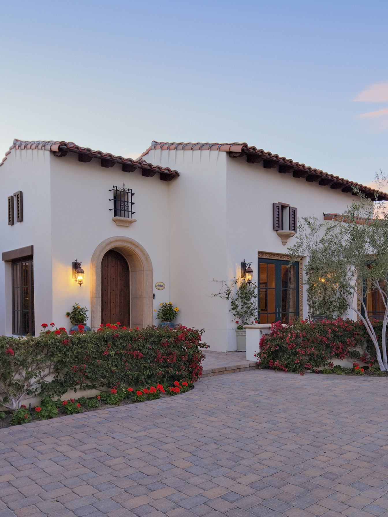 Front entrance façade of luxury villa